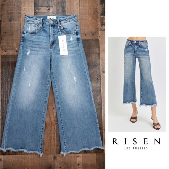 RISEN Denim - RISEN Cropped Wide Leg Jeans - Size 28